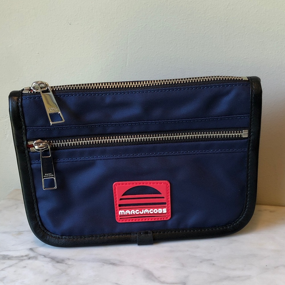 Marc Jacobs Navy and Red Toiletry Organizer Pouch